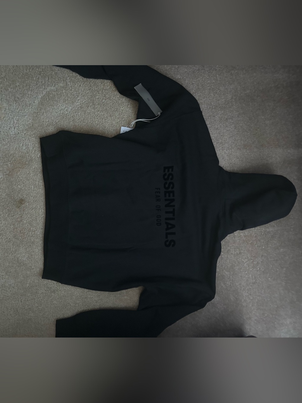 Essentials Black Logo Pullover Hoodie